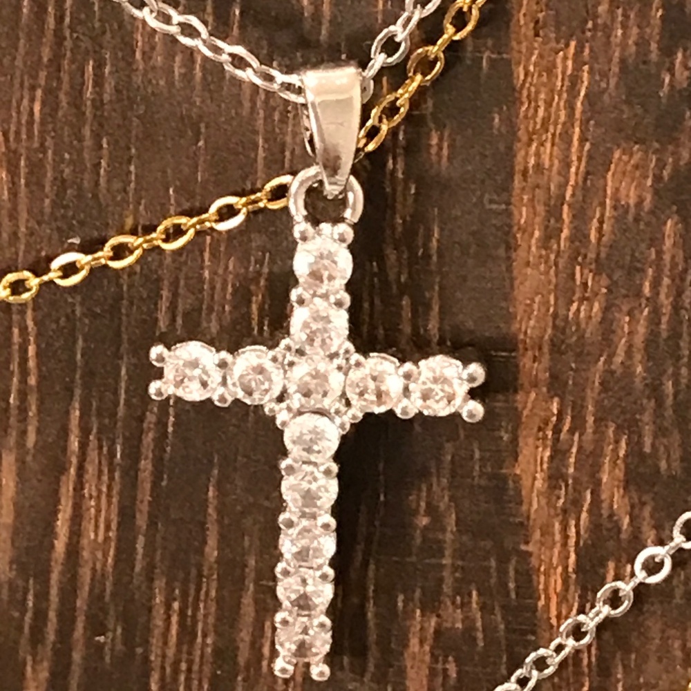 Silver crystal cross